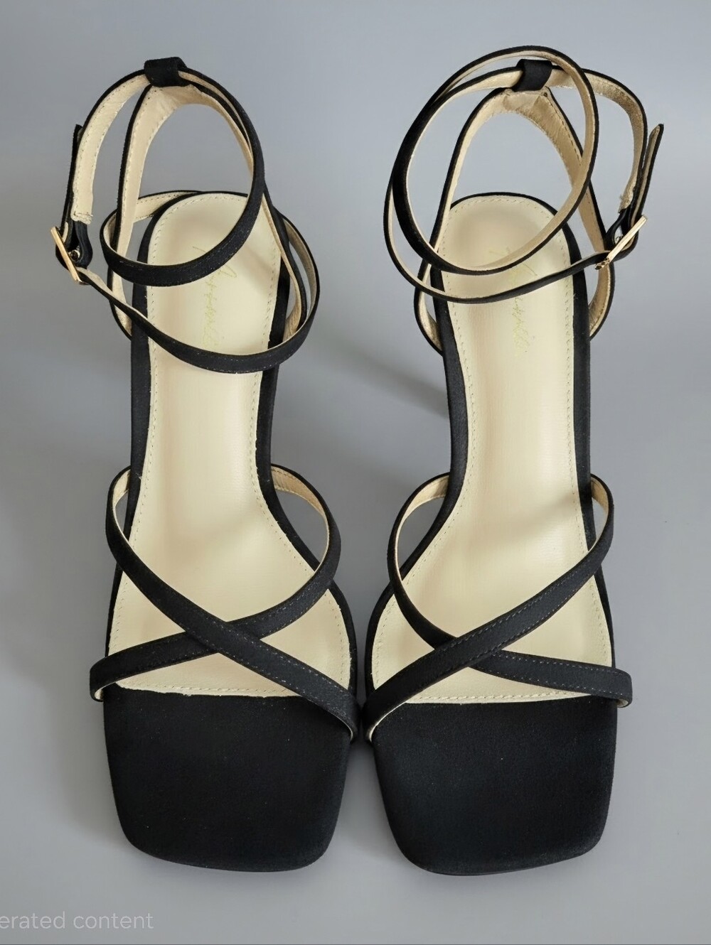 Elegant Black Strappy Ankle‑Tie Heels with Cream Insole